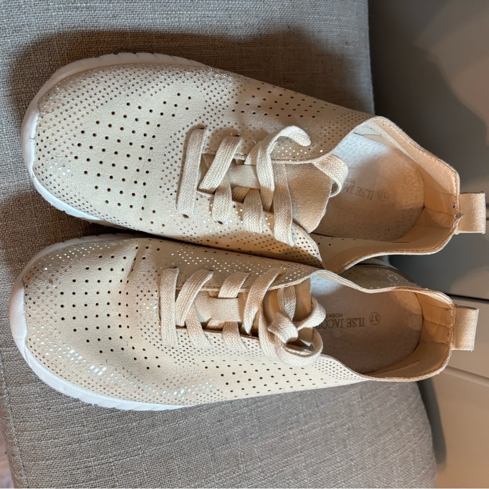 Ilse Jacobsen Cream Sneakers Breathable Knit Design - Picture 2 of 11